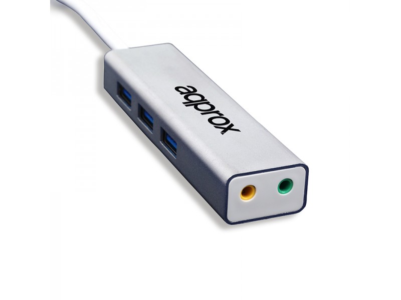 Approx HUB de 3 entrées et sorties audio USB 3.0, jack 3,5 mm - Adaptateur audio USB 5.1 - Petit et léger - Compatibilité maximale