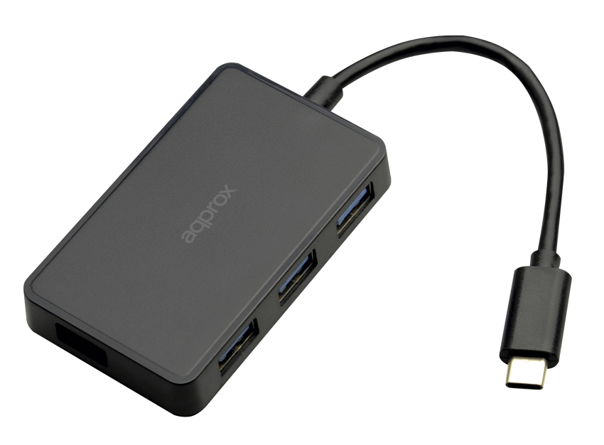 Hub USB-C avec 4 ports USB 3.2 - Vitesse jusqu'à 5 Gbps - Couleur noire