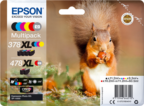 Epson MultiPack 378XL / 478XL Noir / Cyan / Magenta / Jaune / Rouge / Gris