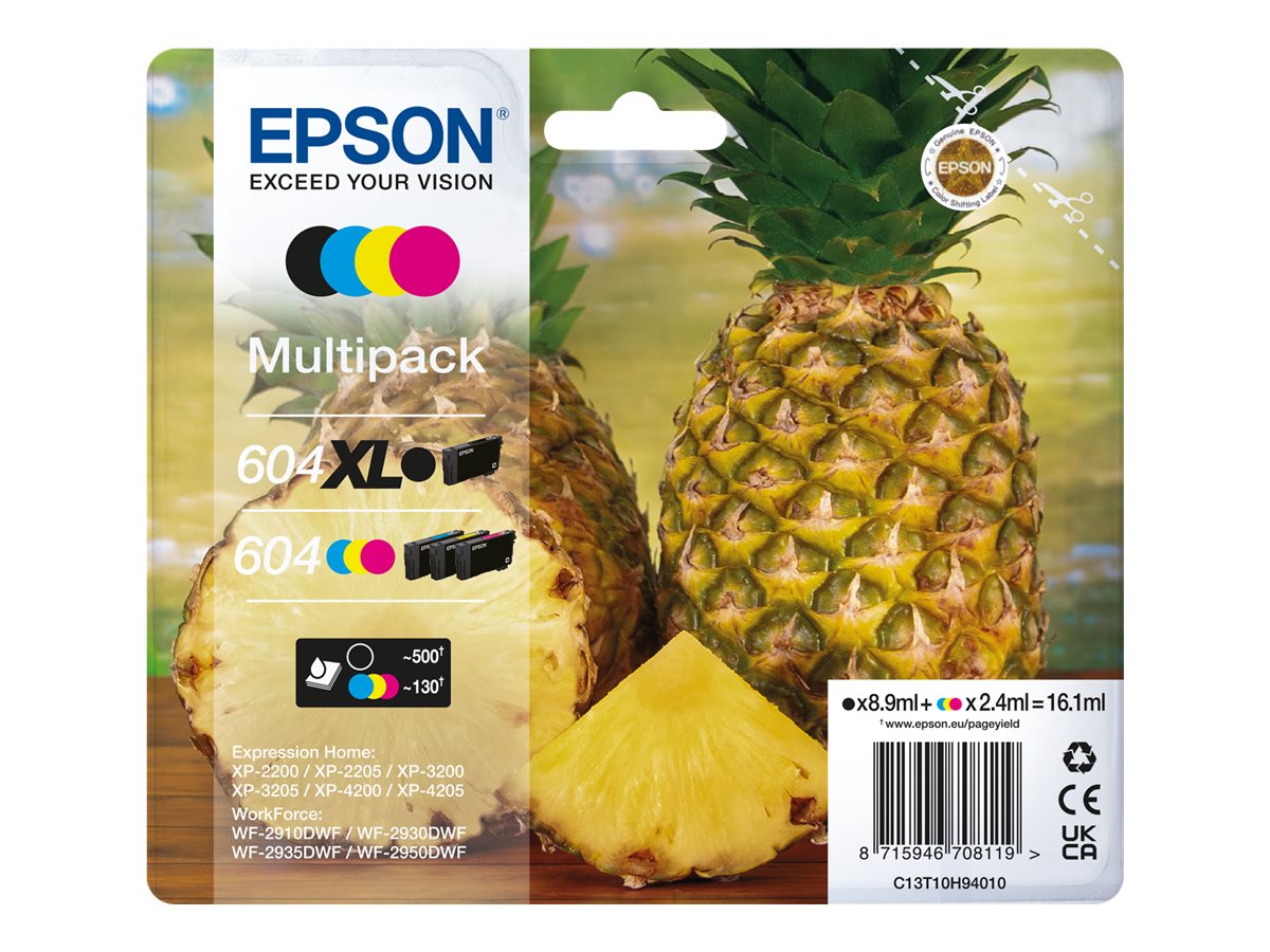 ✓ Epson Multipack 604XLBK/604 4 cartouches (C13T10H94010) couleur
