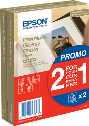 Epson Premium (C13S042167) papier photo Premium Glossy - 10x15cm - 2x 40 Feuilles