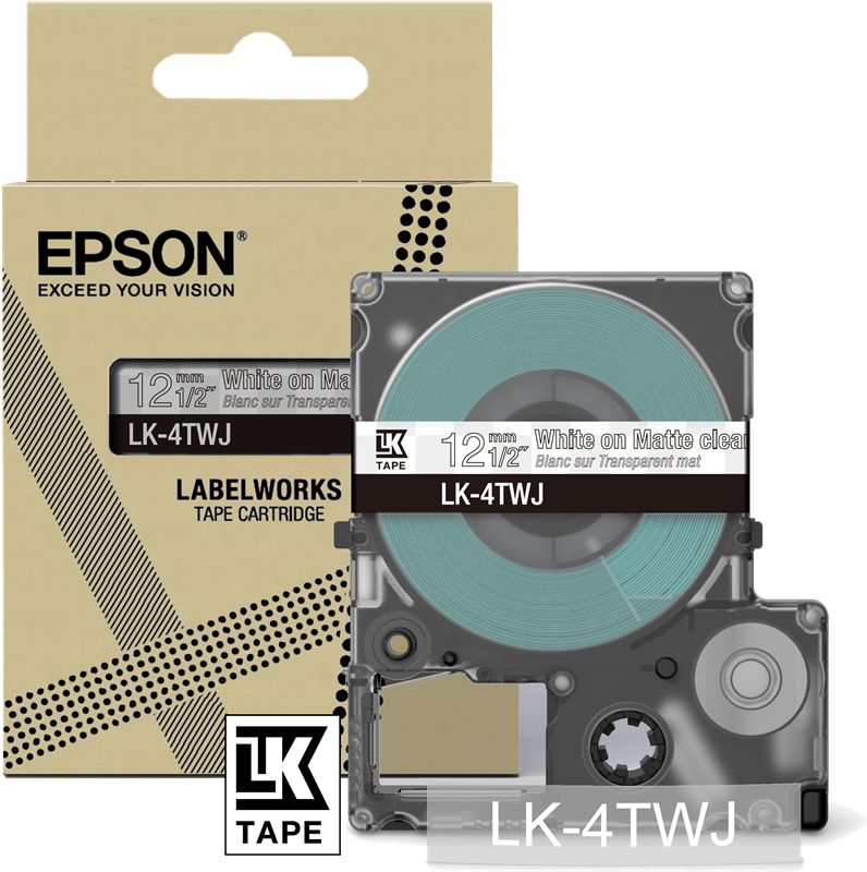 Epson Ruban LK-4TWJ Blanc Sur Transparent 12 mm