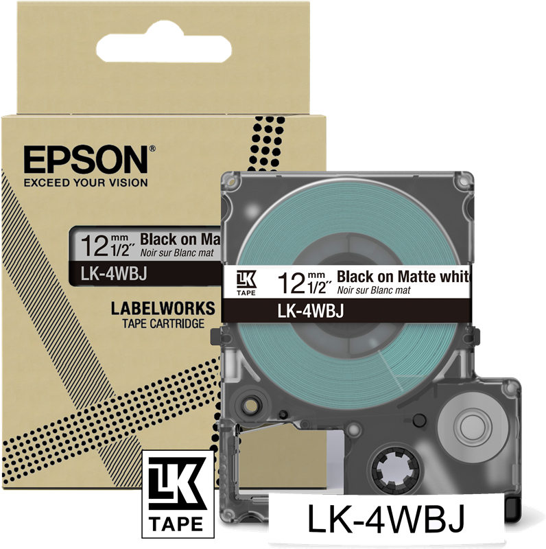 Epson Ruban LK-4WBJ Noir Sur Blanc 12 mm