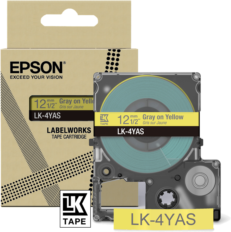 Epson ruban LK-4YAS gris sur jaune 12 mm