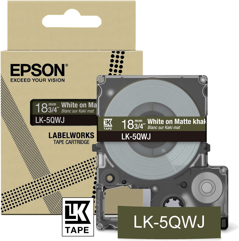 Epson Ruban LK-5QWJ Blanc sur Kaki 18 mm