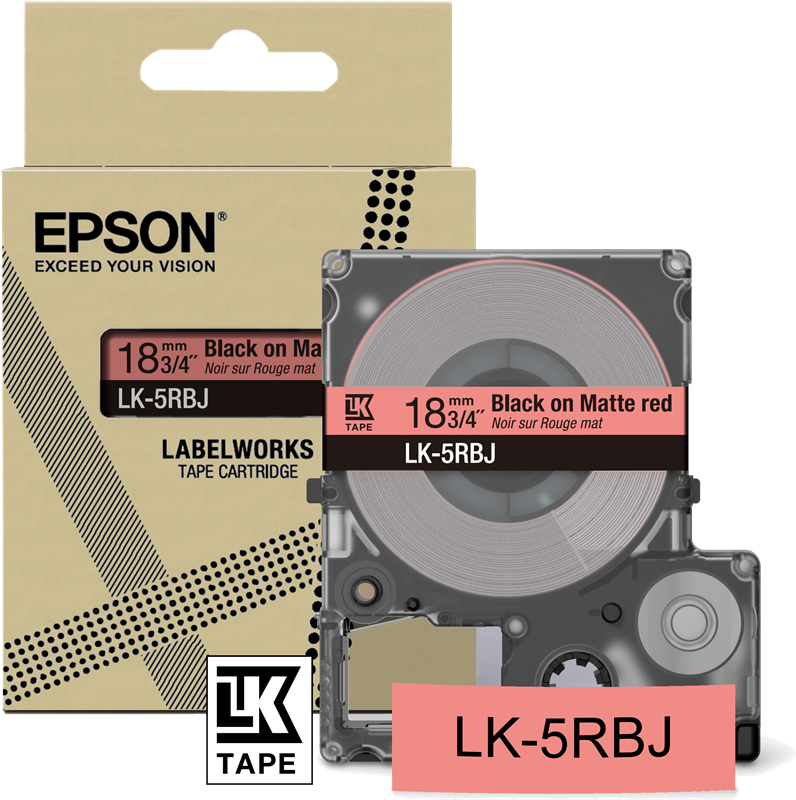 Epson Ruban LK-5RBJ Noir sur Rouge 18 mm