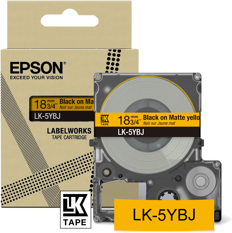 Epson Ruban LK-5YBJ Noir sur Jaune 18 mm