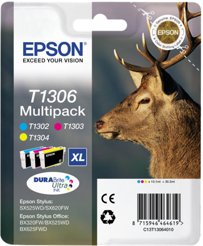 Epson Multipack 3 cartouches encre couleurs T1306 DURABrite Ultra Ink