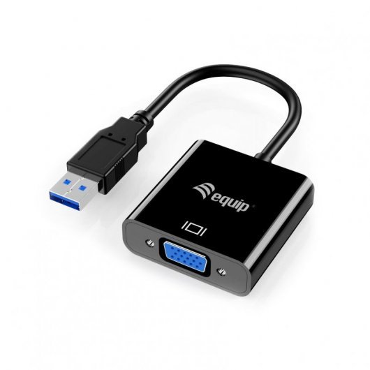 Equip Adaptateur USB 3.0 vers VGA - Taux de transfert 5 Gbit/s - Résolution maximale 1920x1080p - Couleur Noir