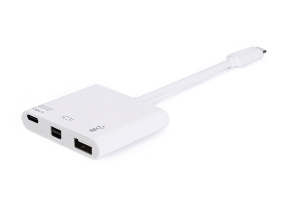 Adaptateur USB-C Mâle vers Mini DisplayPort Femelle / USB-C Femelle / USB-A Femelle 3.0