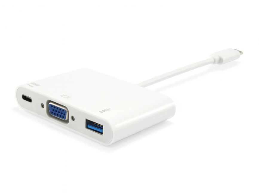 Adaptateur USB-C Mâle vers VGA Femelle / USB-C Femelle / USB-A Femelle 3.0