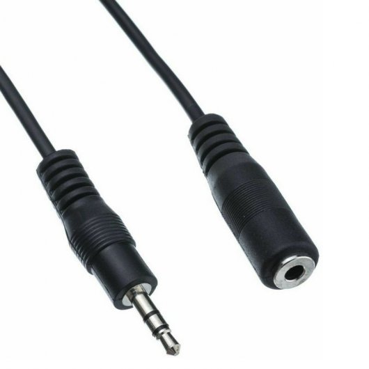Câble Audio Stéréo Jack 3.5mm Mâle vers Jack 3.5mm Femelle - Longueur 2.5m - Couleur Noir