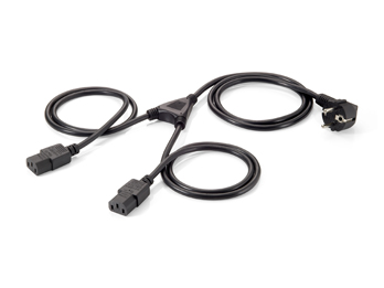 Equip Câble d'Alimentation C13 2x IEC C13 Femelle - 1x Shucko C7 90º Mâle - Longueur 2.6m - Couleur Noir