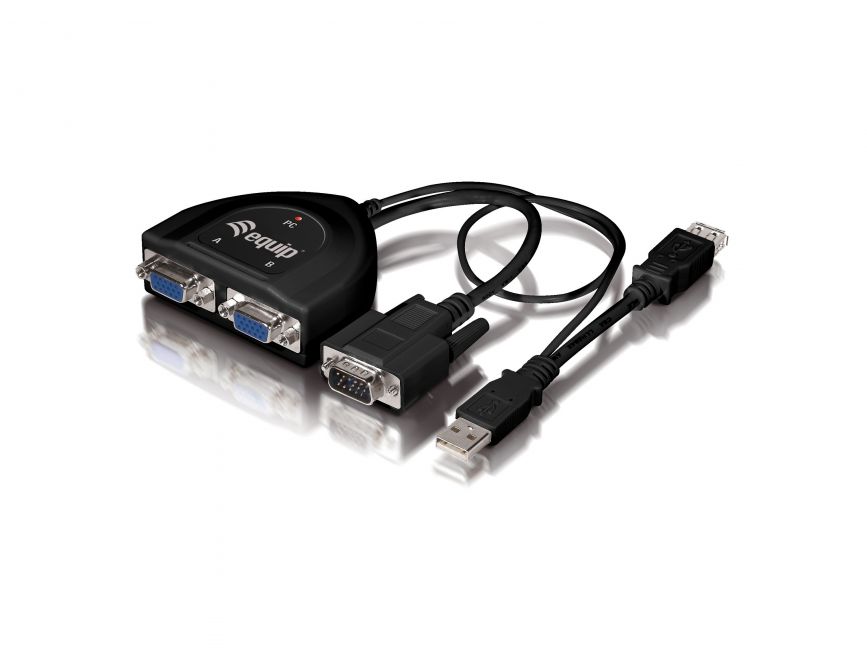Equip Cable VGA Video-Splitter 2 ports 450MHz - USB Power - Couleur Noir