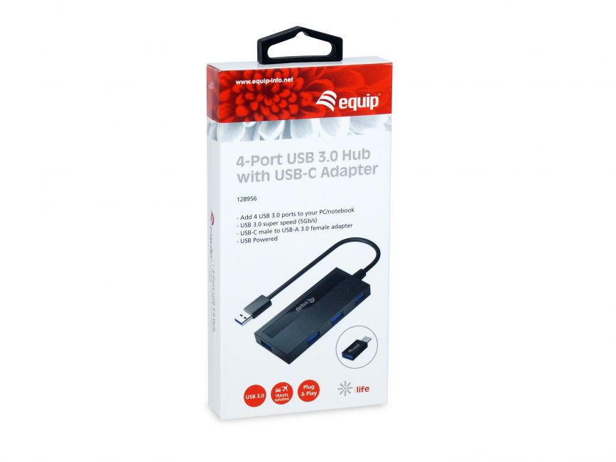 Equip Hub USB 4 Ports USB 3.0 - Adaptateur USB-C - Vitesse 5Gbps