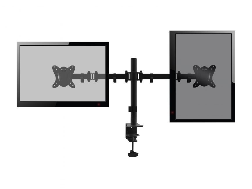 Equip Table Stand avec bras articulés pour 2 moniteurs 13"-27" - Inclinable et pivotant - Gestion des câbles - Poids max 8 kg x bras - VESA 100x100mm
