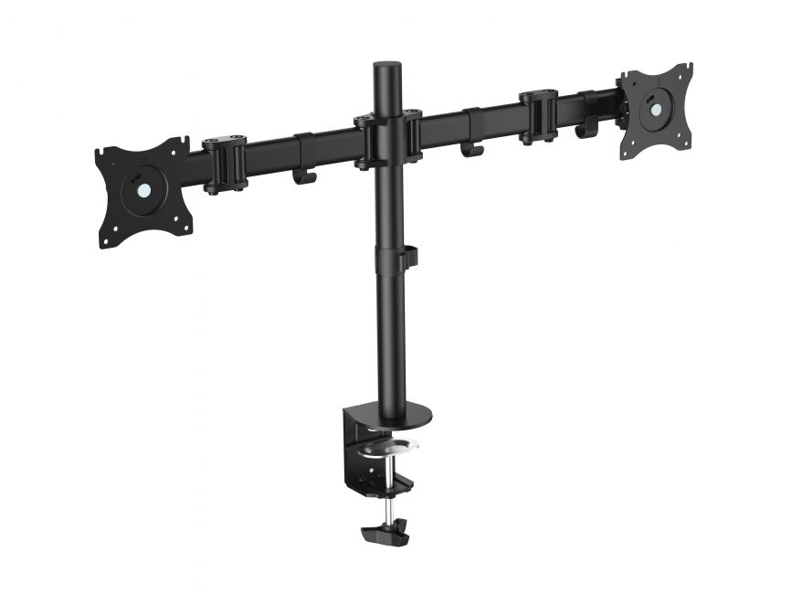 Equip Table Stand avec bras articulés pour 2 moniteurs 13"-27" - Pivotant et inclinable - Gestion des câbles - Poids max 8kg x bras - VESA 100x100mm