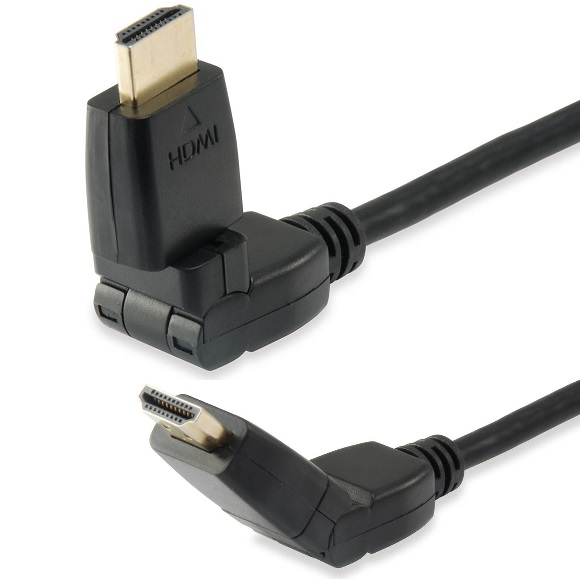 Equip Câble HDMI 2.0 Mâle/Mâle Rotatif et Rotatif 180º - Bande Passante jusqu'à 18Gbps - Haut Débit avec Ethernet - Longueur 2m