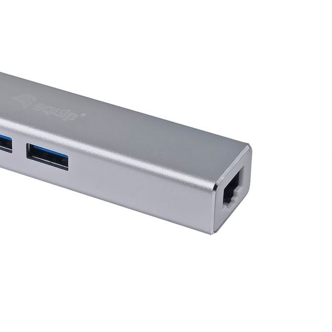 Concentrateur USB-C avec 3x USB 3.0 et adaptateur Gigabit - Vitesse jusqu'à 5 Gbps - Boîtier en aluminium