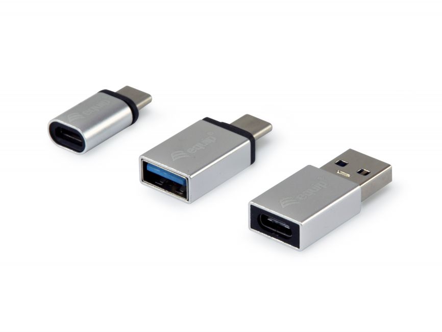 Pack de 3 adaptateurs USB-C - 1x USB-C mâle vers MicroUSB femelle, 1x USB-C mâle vers USB-A femelle, 1x USB-A mâle vers USB-C femelle