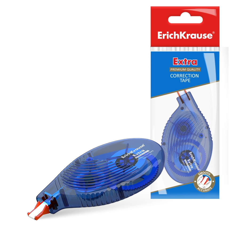 Erichkrause Extra Correction Tape - 5 mm x 8 m - Idéal pour une correction rapide et sûre - Compatible avec tout type d'encre et de couleur - Séchage immédiat - Permet d'écrire sur la correction - Couleur blanche