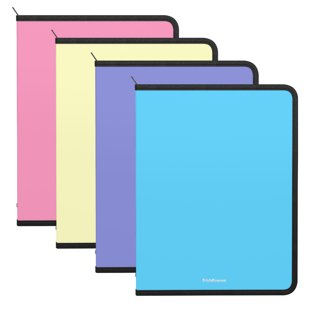 Erichkrause Lot de 4 Chemises Zip Mat Pastel - A4 - Couleurs Assorties