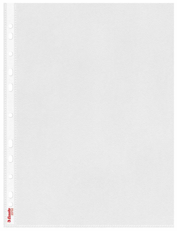 Esselte Basic Quality Porte-documents - Feuille PP 0,07 mm - Finition peau orange - A4 - Boîte de 100 - Ouverture sur le dessus - Transparent Copysafe - 11 trous - PP recyclable - Embossé - Couleur transparente