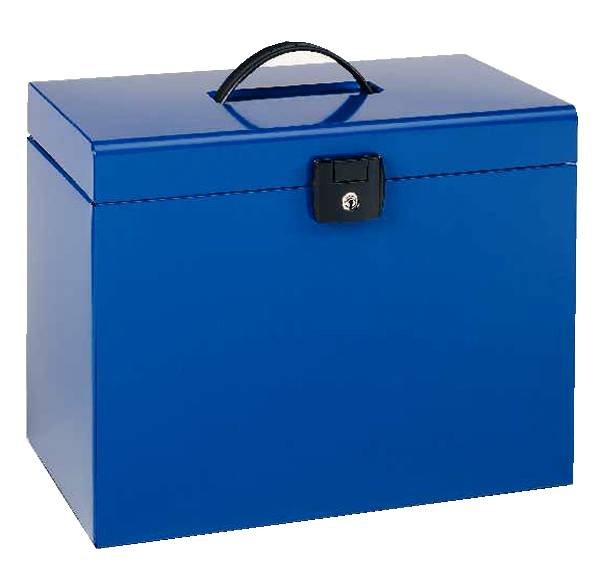 Esselte Home-Box Porte-Documents Métalliques A4 - avec 5 Dossiers - Bleu - avec Poignée et Serrure à Clé