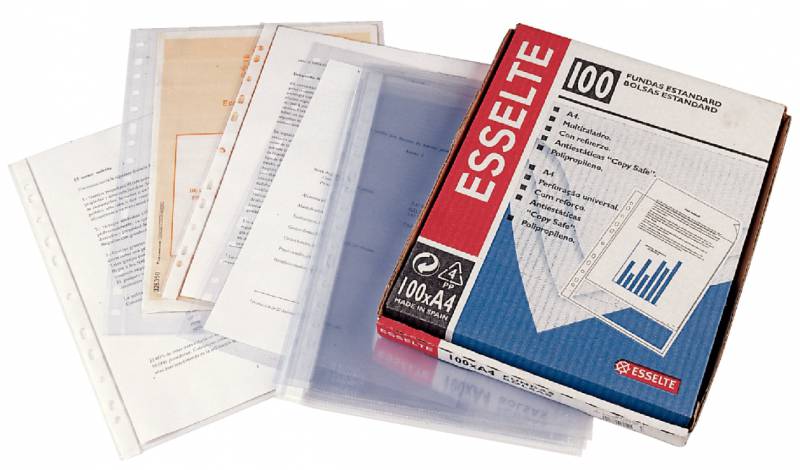 Esselte Lot de 100 Porte-Documents - Quarter Size - PVC Lisse - Multi-trou-11 - Transparent