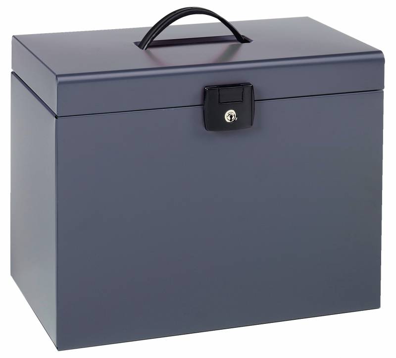 Esselte Mallette Home-Box A4 Métallique - 5 Dossiers - Poignée et Serrure à Clé - Couleur Gris Anthracite