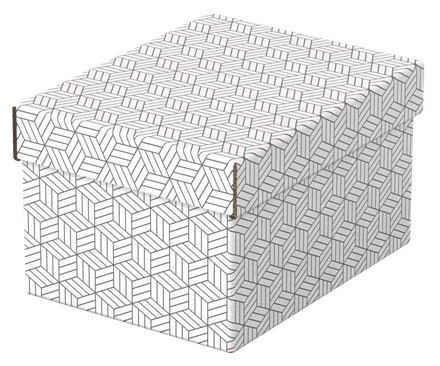 Esselte Pack de 3 Petites Boîtes de Rangement avec Couvercles 200x150x255mm - Carton 100% Recyclé et Recyclable - Design Blanc avec Dessin