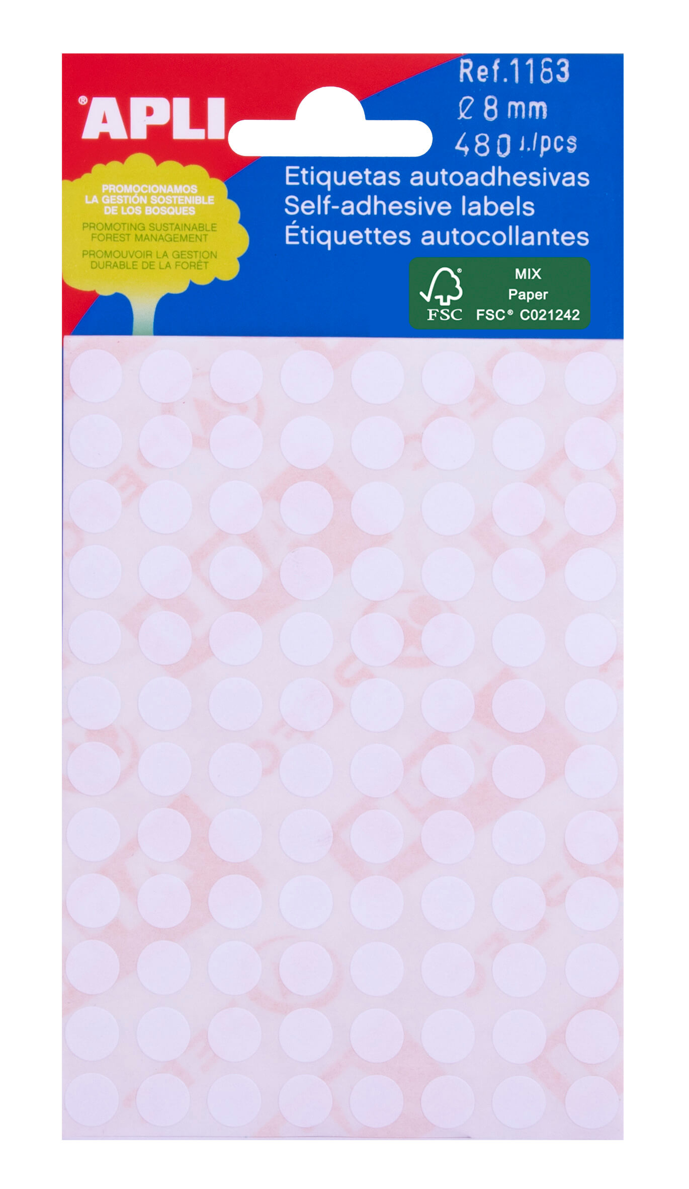 Etiquettes Apli Blanc Minibag Ø 8.0mm 5 Feuilles