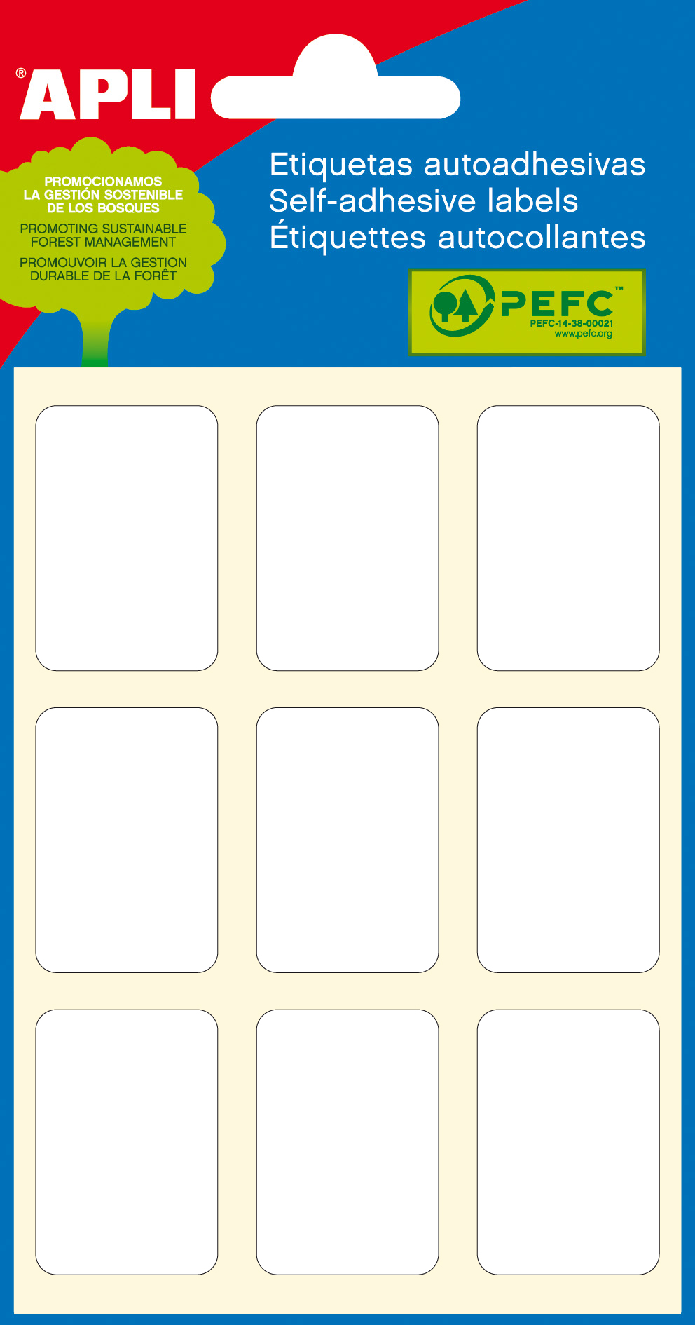 Étiquettes Minibag Apli Blanc 22.0 x 32.0mm 6 Feuilles