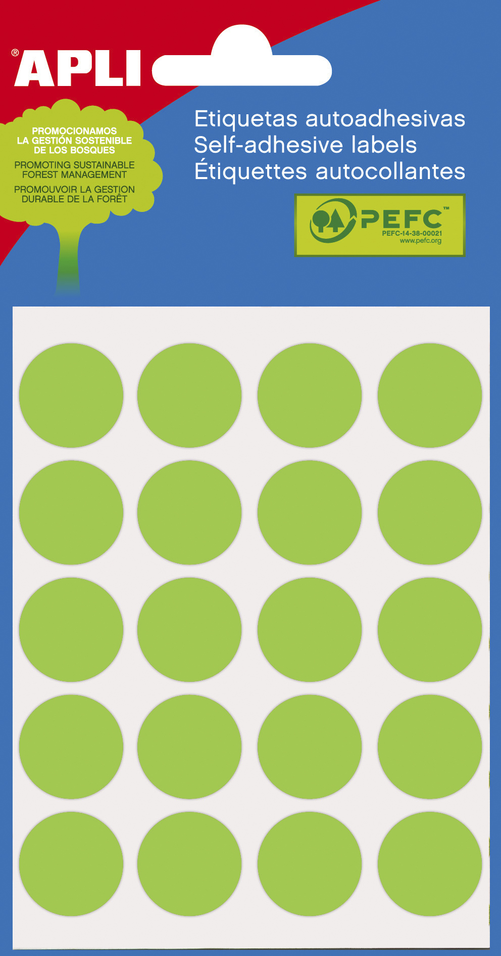 Etiquettes Minibag Apli Vert Ø 19.0mm 5 Feuilles