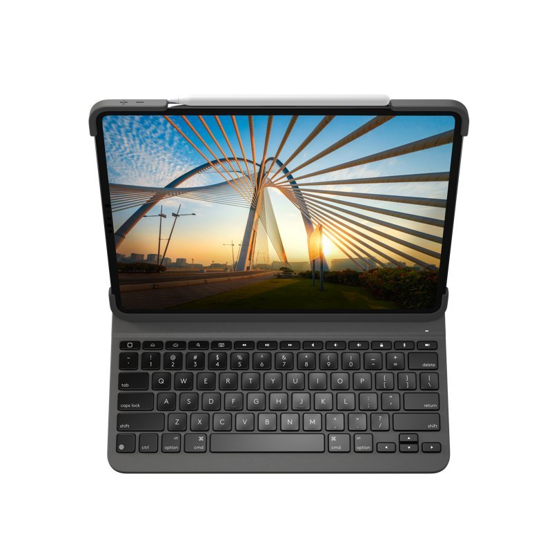 Étui Logitech Slim Folio Pro avec clavier Bluetooth rétroéclairé pour iPad Pro 1ère et 2ème génération 11" - Marche/arrêt automatique - Saisie confortable - Fermeture magnétique - Couleur grise