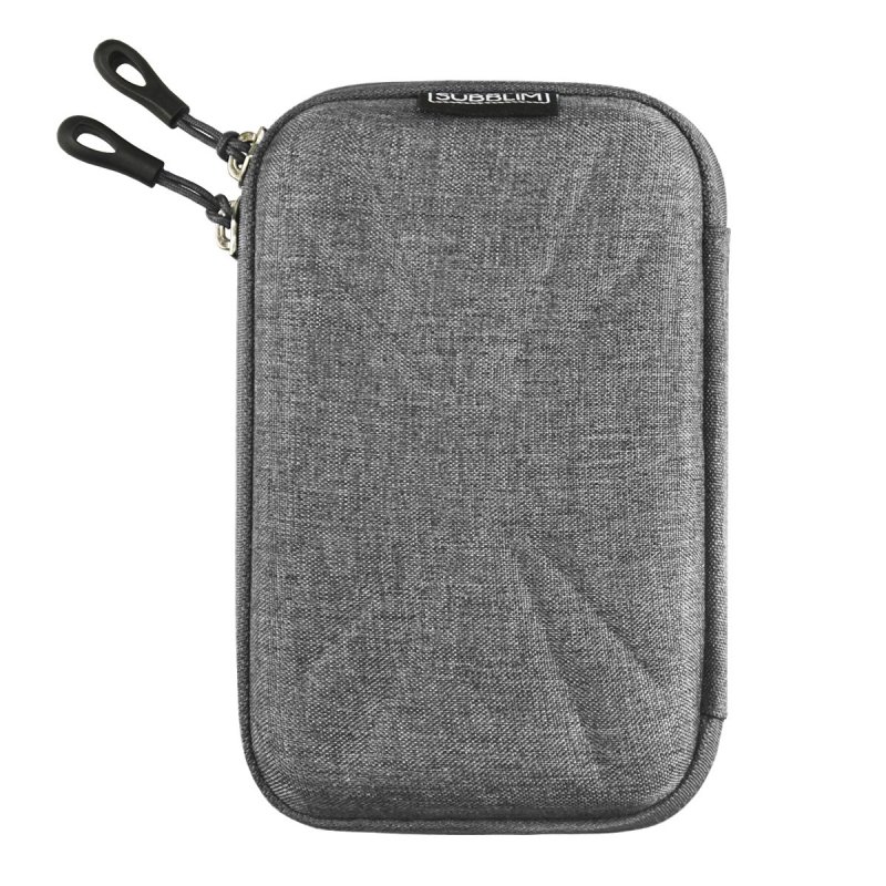 Etui Rigide Subblim pour Disque Dur - Mesure : 145x90x30mm - Protection optimale contre les chocs - Poignée double ouverture - Poche pour accessoires - Couleur Gris