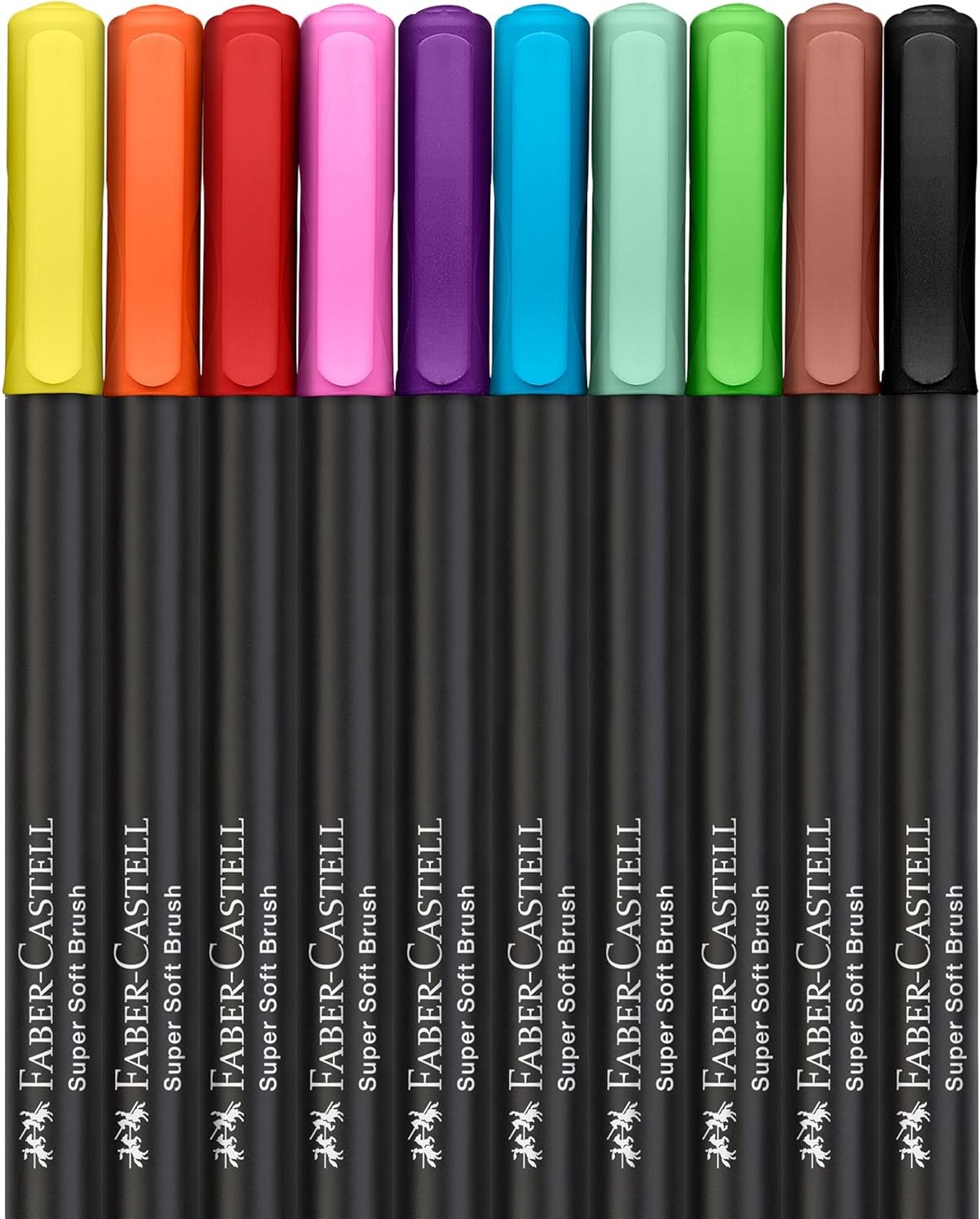 Faber-Castell Black Edition Pack de 10 marqueurs à pointe pinceau - Encre à base de colorant alimentaire - Couleurs assorties