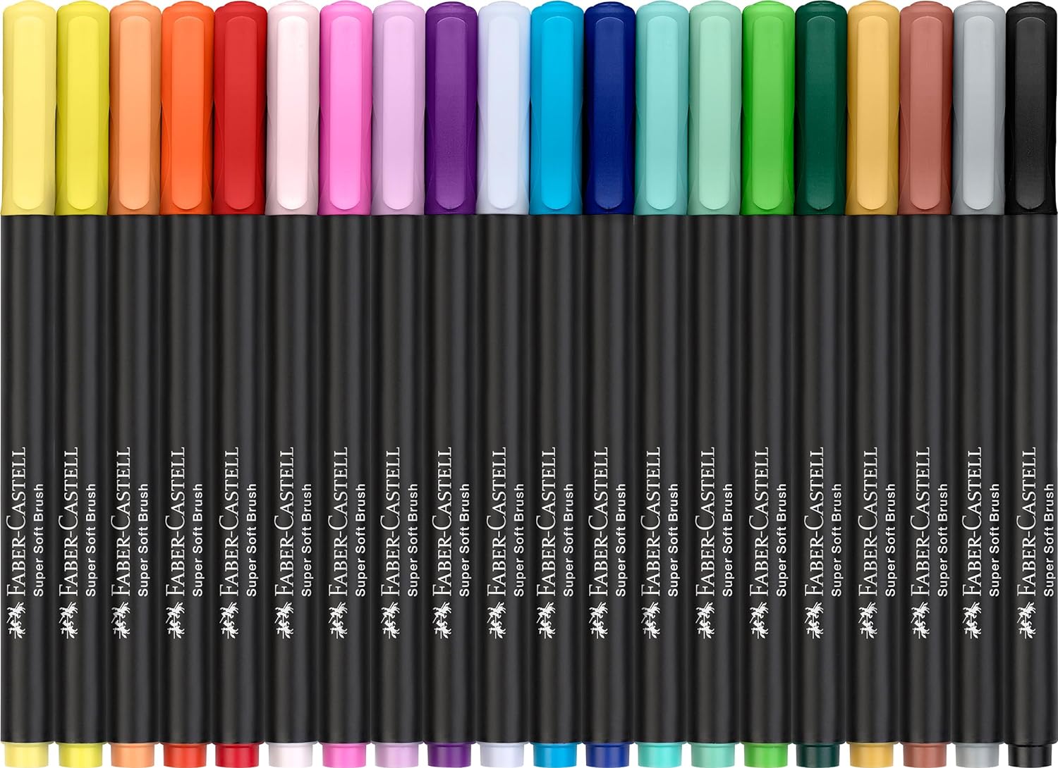 Faber-Castell Black Edition Pack de 20 marqueurs à pointe pinceau - Encre à base de colorant alimentaire - Couleurs assorties
