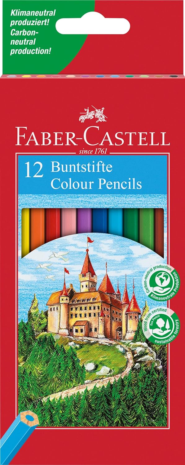 Faber-Castell Classic Color Pack de 12 crayons de couleur hexagonaux - Résistance à la rupture - Couleurs assorties