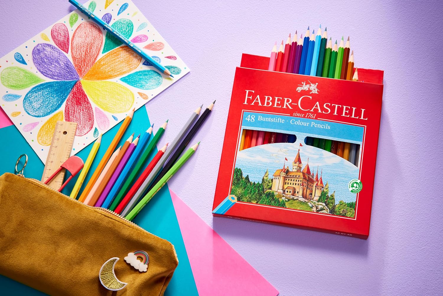 Faber-Castell Classic Color Pack de 48 crayons de couleur hexagonaux - Résistance à la rupture - Couleurs assorties