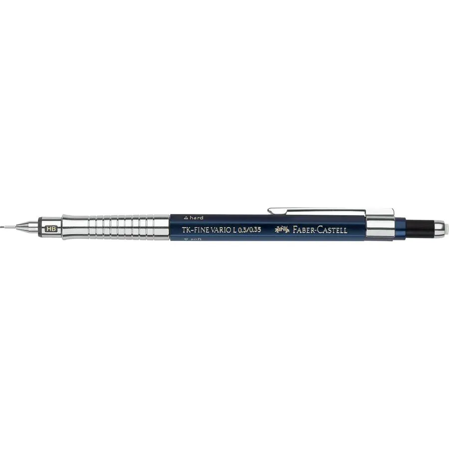 Faber-Castell TK-Fine Vario L Porte-mine HB 0,3 mm - Avec Gomme - Clip Métallique - Couleur Bleu