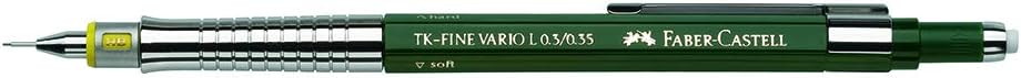 Faber-Castell TK-Fine Vario L Porte-mine HB 0,35 mm - Avec Gomme - Clip Métallique - Couleur Vert