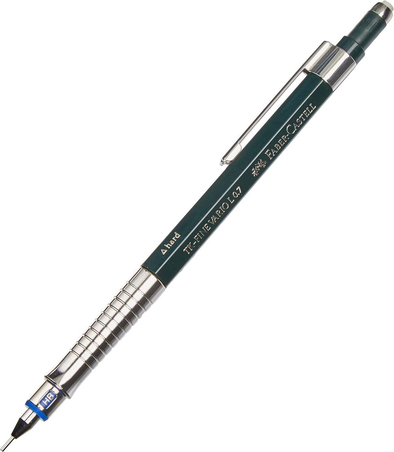 Faber-Castell TK-Fine Vario L Porte-mine HB 0,7 mm - Avec Gomme - Clip Métallique - Couleur Vert