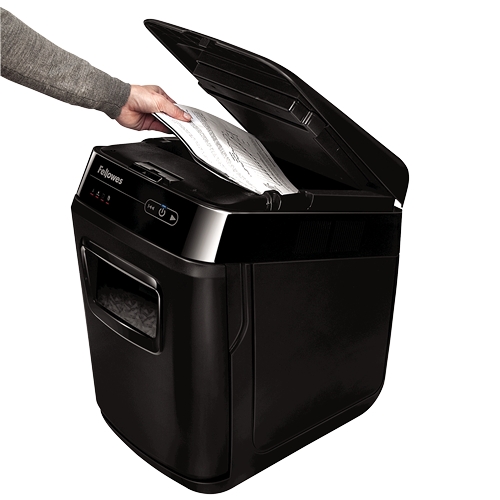 Fellowes AutoMax 150C Destructeur de papier automatique Coupe de particules - Alimentation automatique de 150 feuilles - Fente manuelle de 8 feuilles - 32L