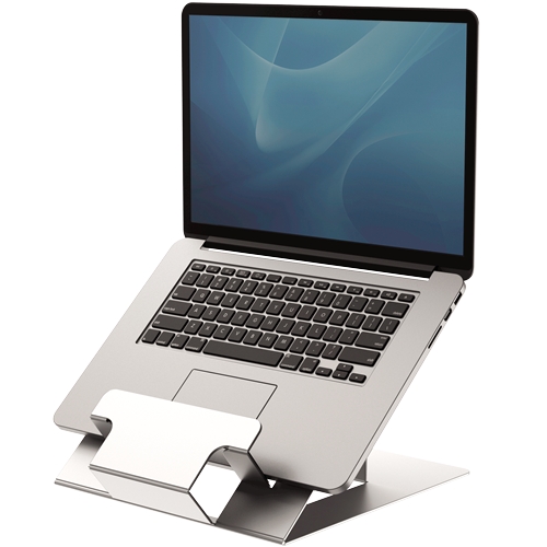 Fellowes Hylyft Support ordinateur portable - Design Minimaliste - Pliable - Réglable en 6 Hauteurs - Couleur Gris