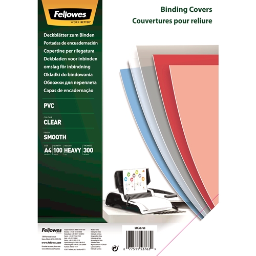 Fellowes Lot de 100 couvertures PVC A4 - 300 microns - Très résistantes - Transparentes