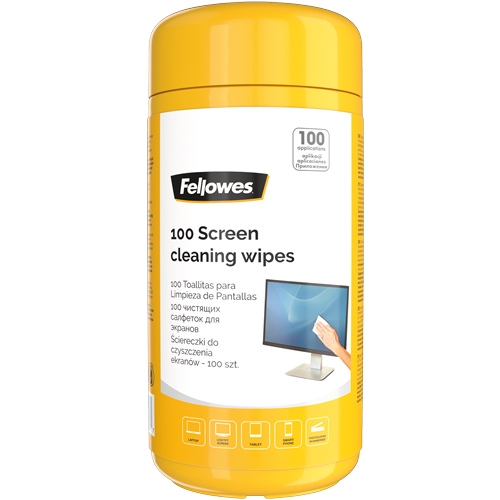 Fellowes Lot de 100 lingettes nettoyantes pour écran