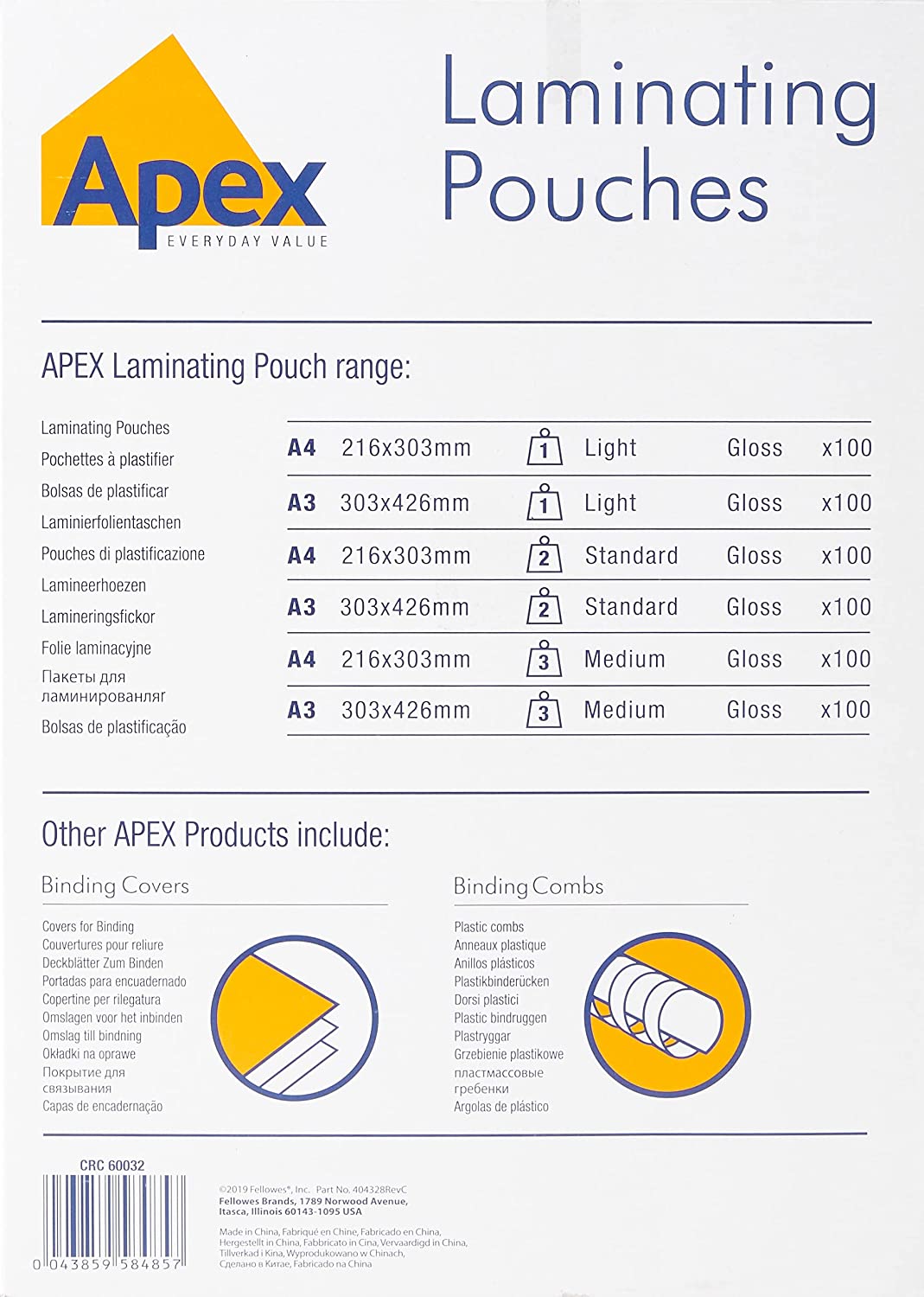  Fellowes Pochettes A4 100pcs 75 microns