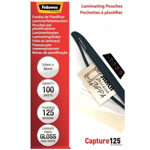 Fellowes Lot 100 Pochettes pour Cartes 54x86mm, 125 microns