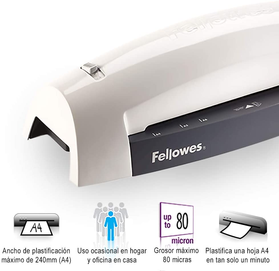 Fellowes Lunar A4 Plastifieuse - Préchauffage de 4 minutes - Épaisseur de sac de 125 microns